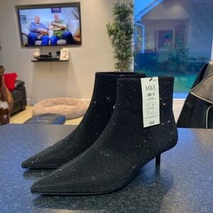 Black Sparkle Heeled Boots